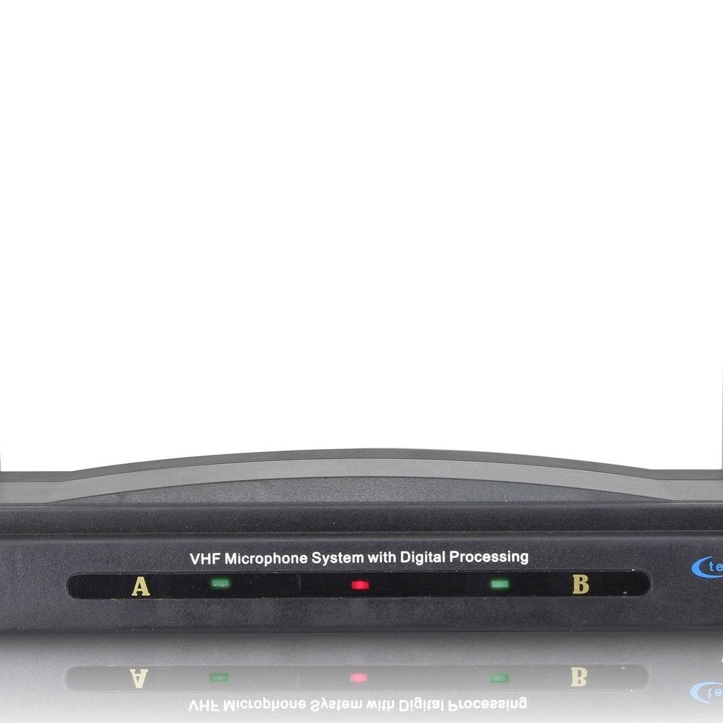 Dual Wireless Microphone System VHF High Band Microphone Set, 2 Mics, 2 Lapel Mic, Black S56622