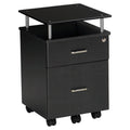 Anthracite Locking Box/File Pedestal with Black Glass R598