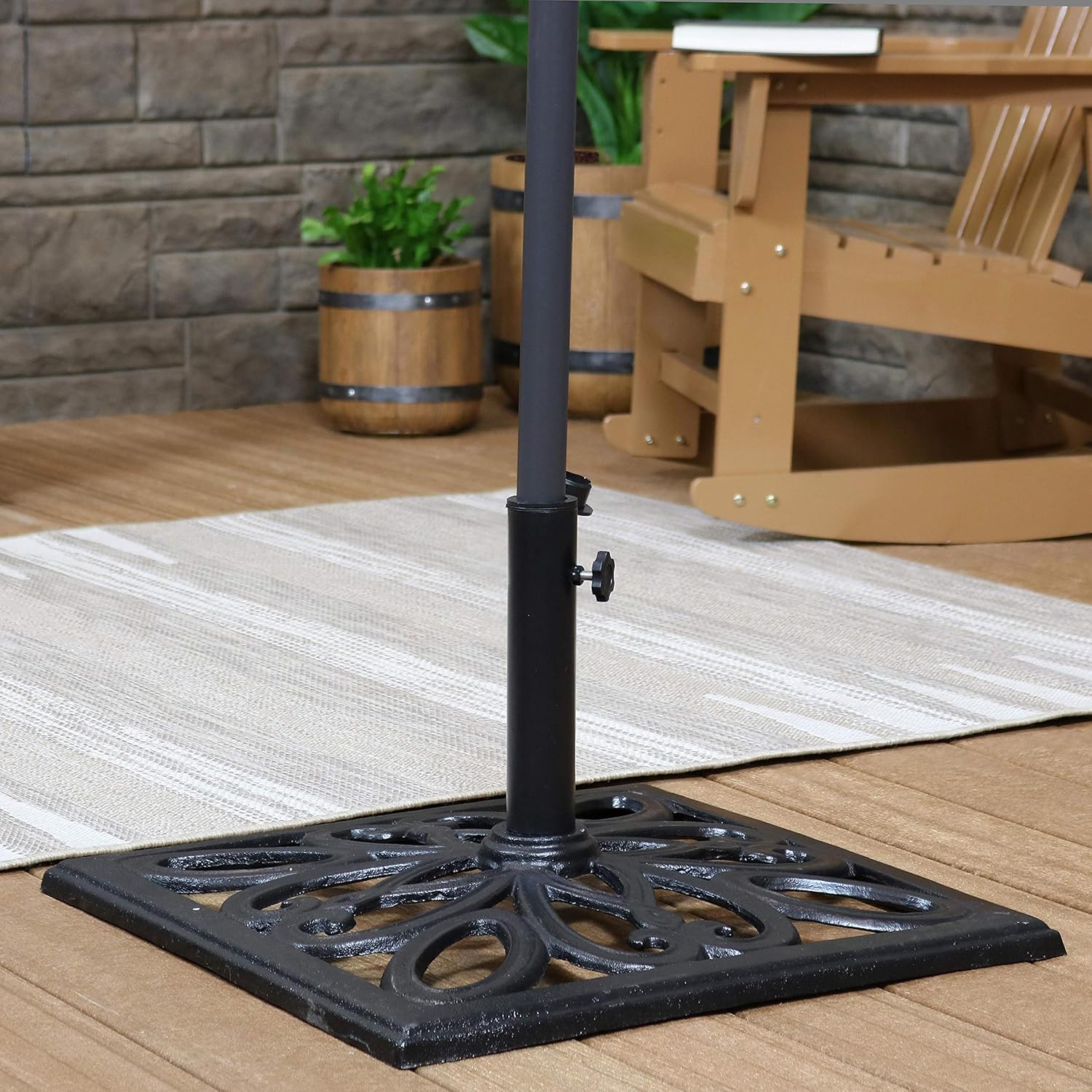 22-Inch Square Cast Iron Umbrella Base Black H3388