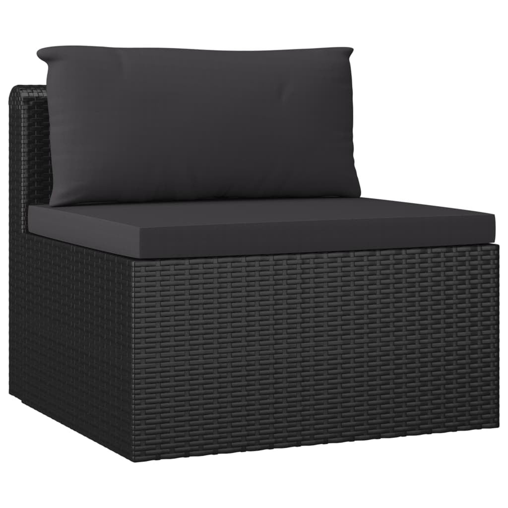 Black Poly Rattan Patio Sofa Set with Cushions D657
