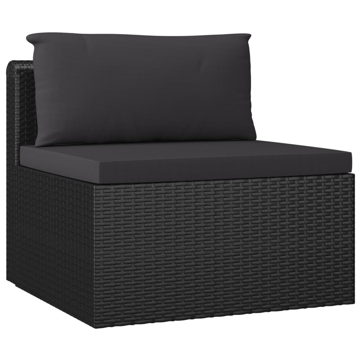 Black Poly Rattan Patio Sofa Set with Cushions D657