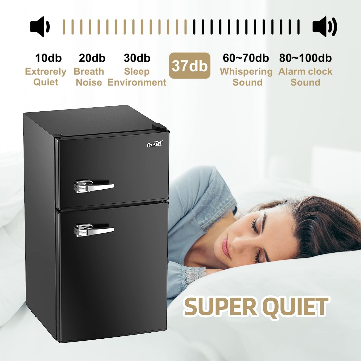 3.2 Cu.Ft Compact Refrigerator with 2 Doors, Mini Fridge with Freezer, Black F6097
