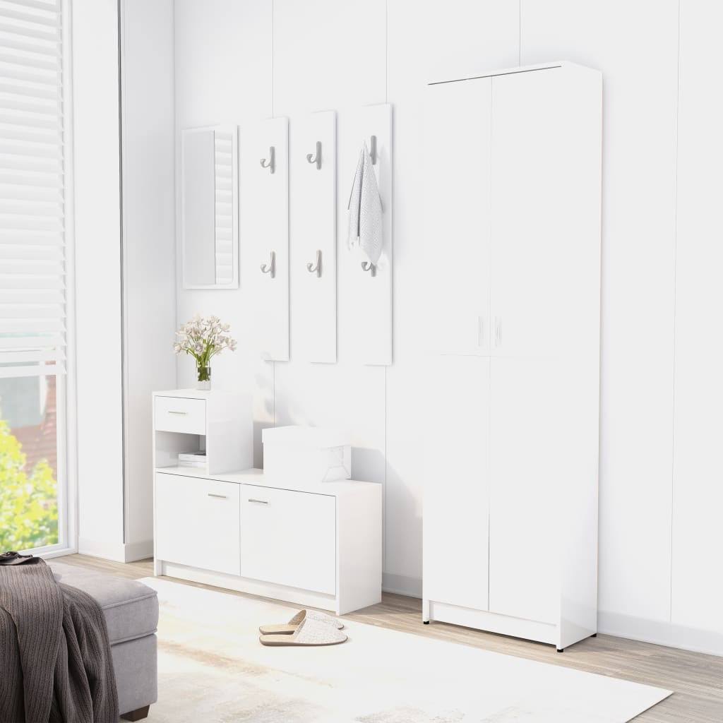 High Gloss White Hallway Wardrobe Chipboard X562932