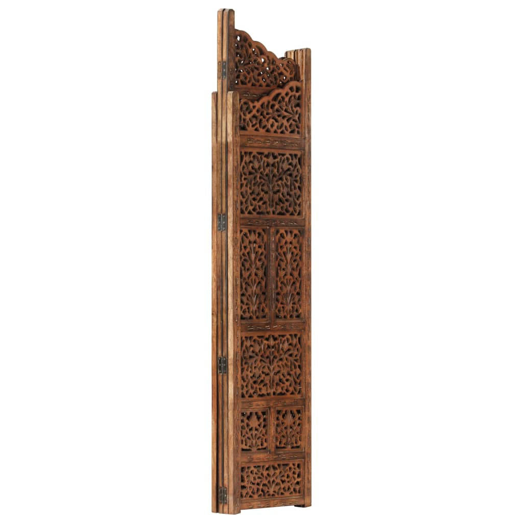 Hand Carved 4-Panel Room Divider Solid Mango Wood S494