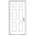 32 in. x 96 in. 6-Panel Left-Hand Steel Exterior Prehung Front Door, Brilliant White D33783