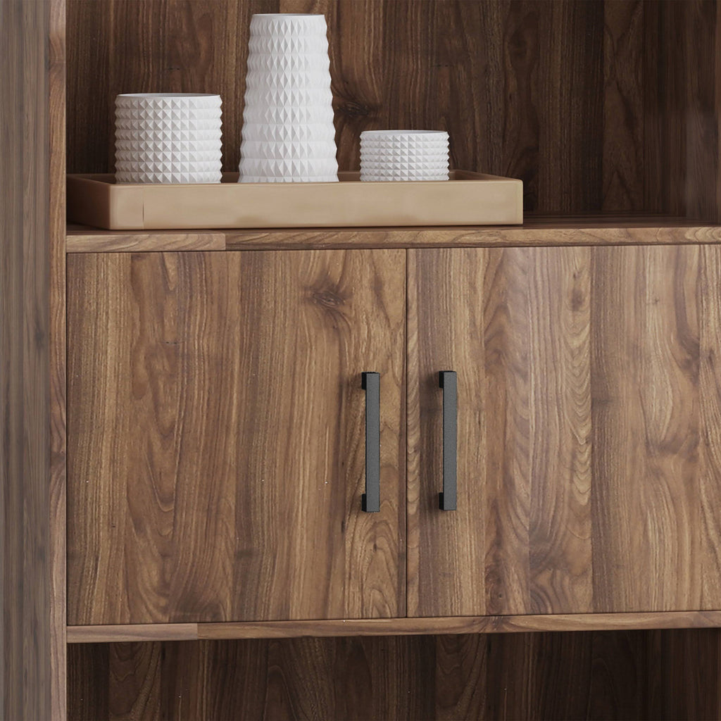 Walnut and Black Faux Wood Cube Bookcase Y9228