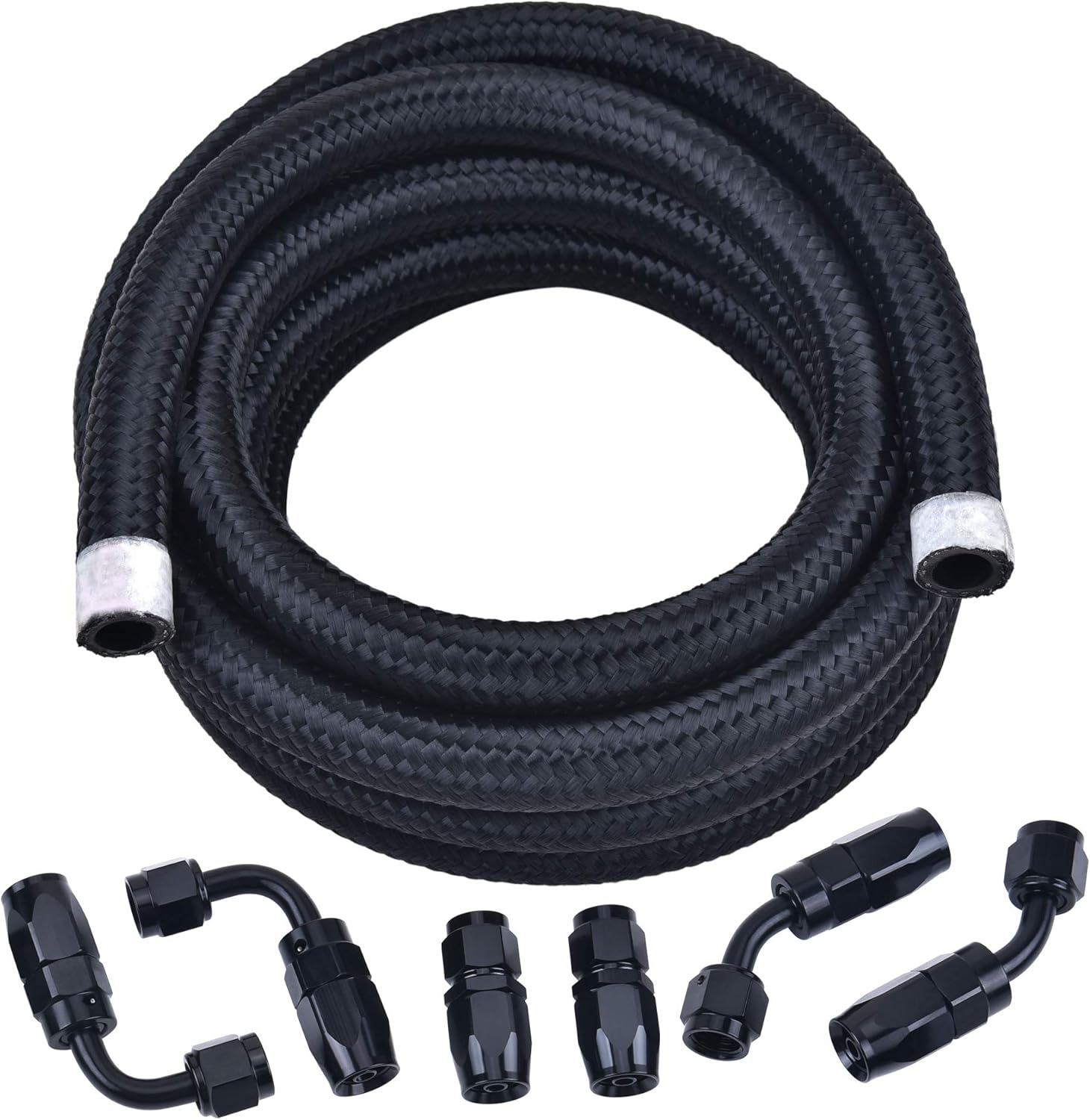 10AN Stainless Steel Braided Fuel Line Kit 10FT Silver Pack of 2 H800