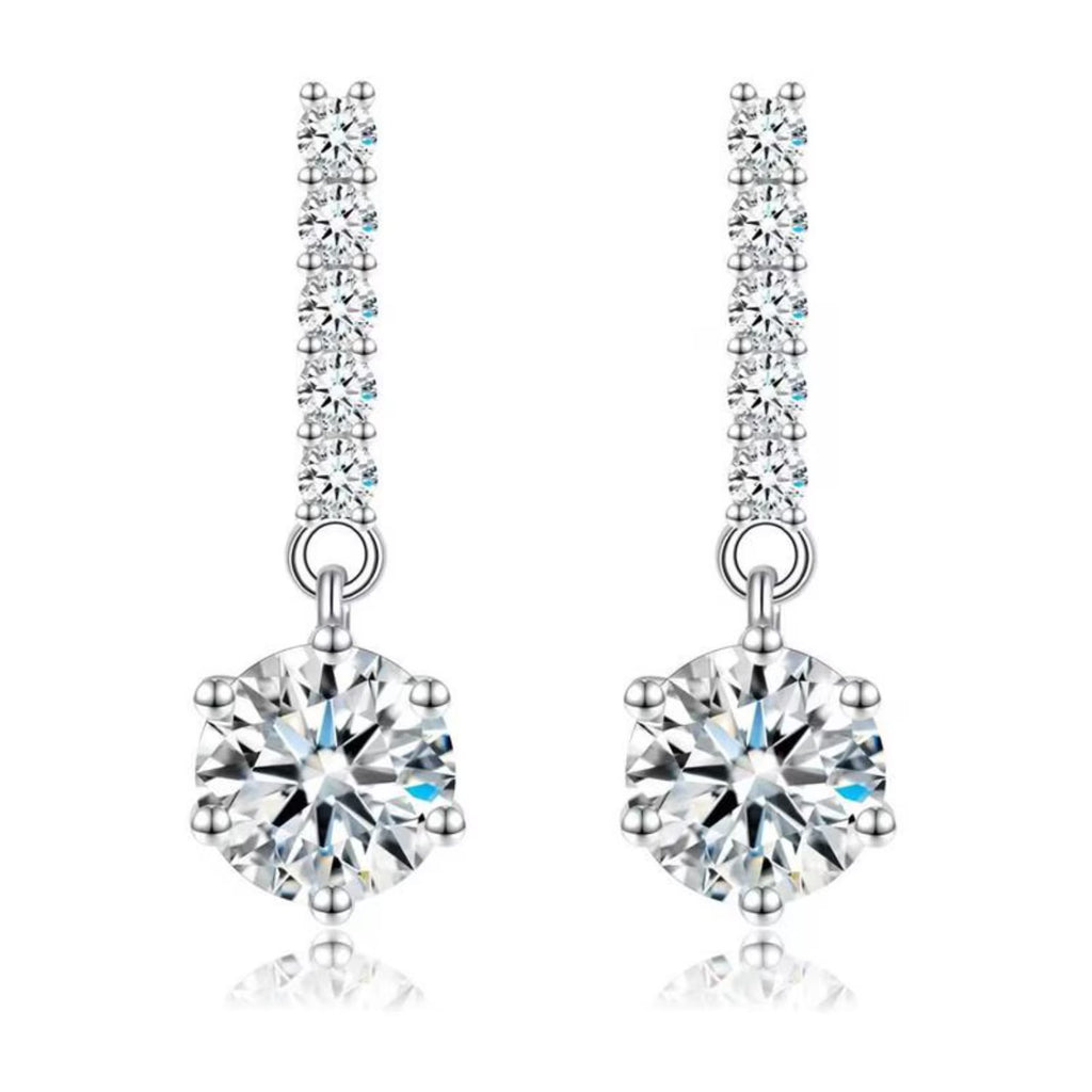 2 Carat D Color VVS1 Moissanite Dangle Earrings S925 Sterling Silver Drop Earrings F38076