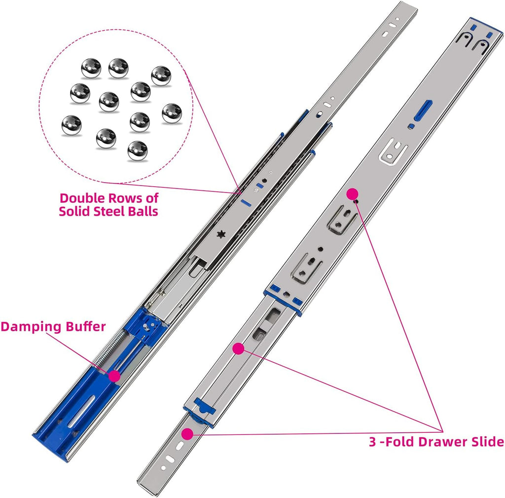 10 Pairs 20 Inch Soft Close Ball Bearing Drawer Slides R1606