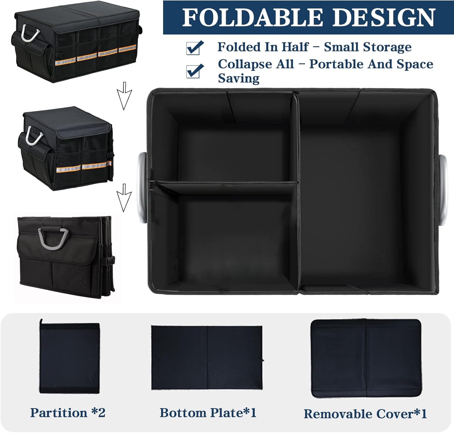 Black Multi-Compartment Car Trunk Organizer P619