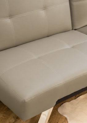 Gray Leather Convertible Sofa V158553