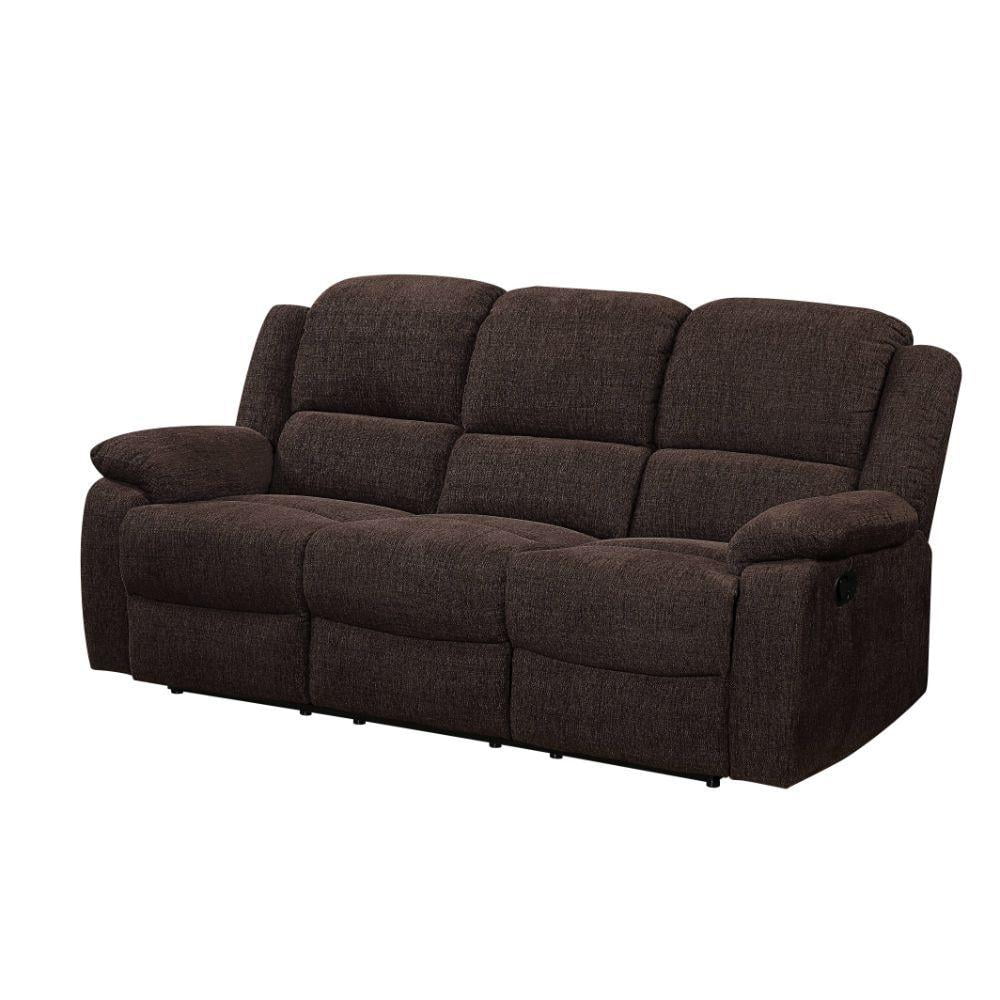 Brown Chenille Sofa and Loveseat with Console B7109