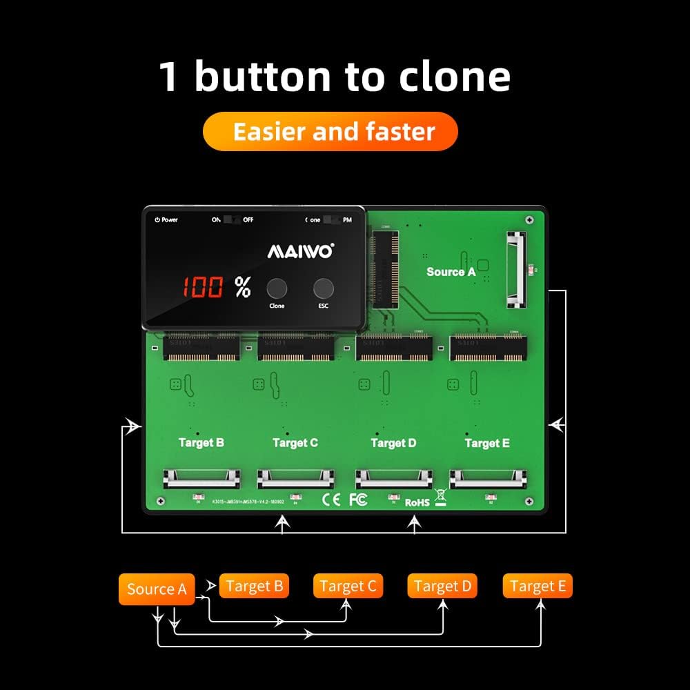 5-Bay M.2 mSATA External Hard Drive Docking Station with Offline Clone Duplicator O250900