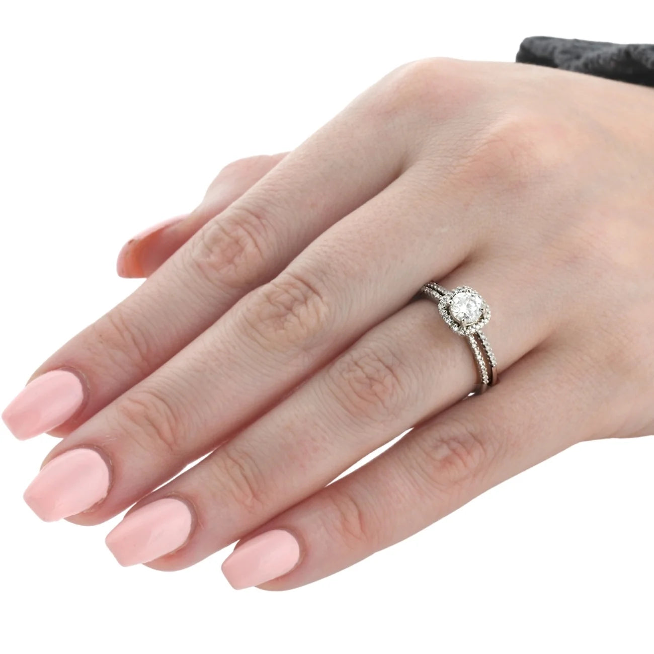 14K White Gold Diamond Engagement Ring Set H812158