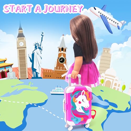 18 Inch Doll Travel Set Including Suitcase Luggage and Dress Q8794