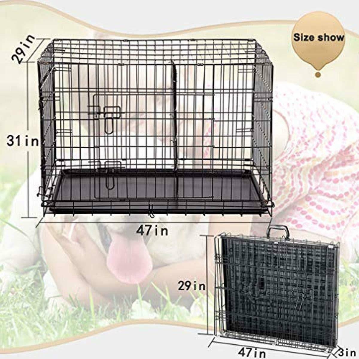 Extra Large 48x22 Folding Dog Cage Crate Kennel with Plastic Pan Black V902669