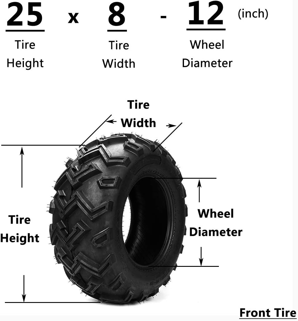 Set of 4 25x8-12 & 25x10-12 ATV UTV Tires 6PR N150