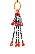 3/8" x 5' Quad Leg Chain Sling with Grab Hook and Adjusters V24569