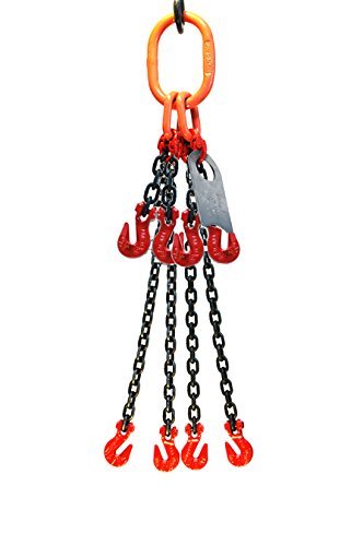 3/8" x 5' Quad Leg Chain Sling with Grab Hook and Adjusters V24569