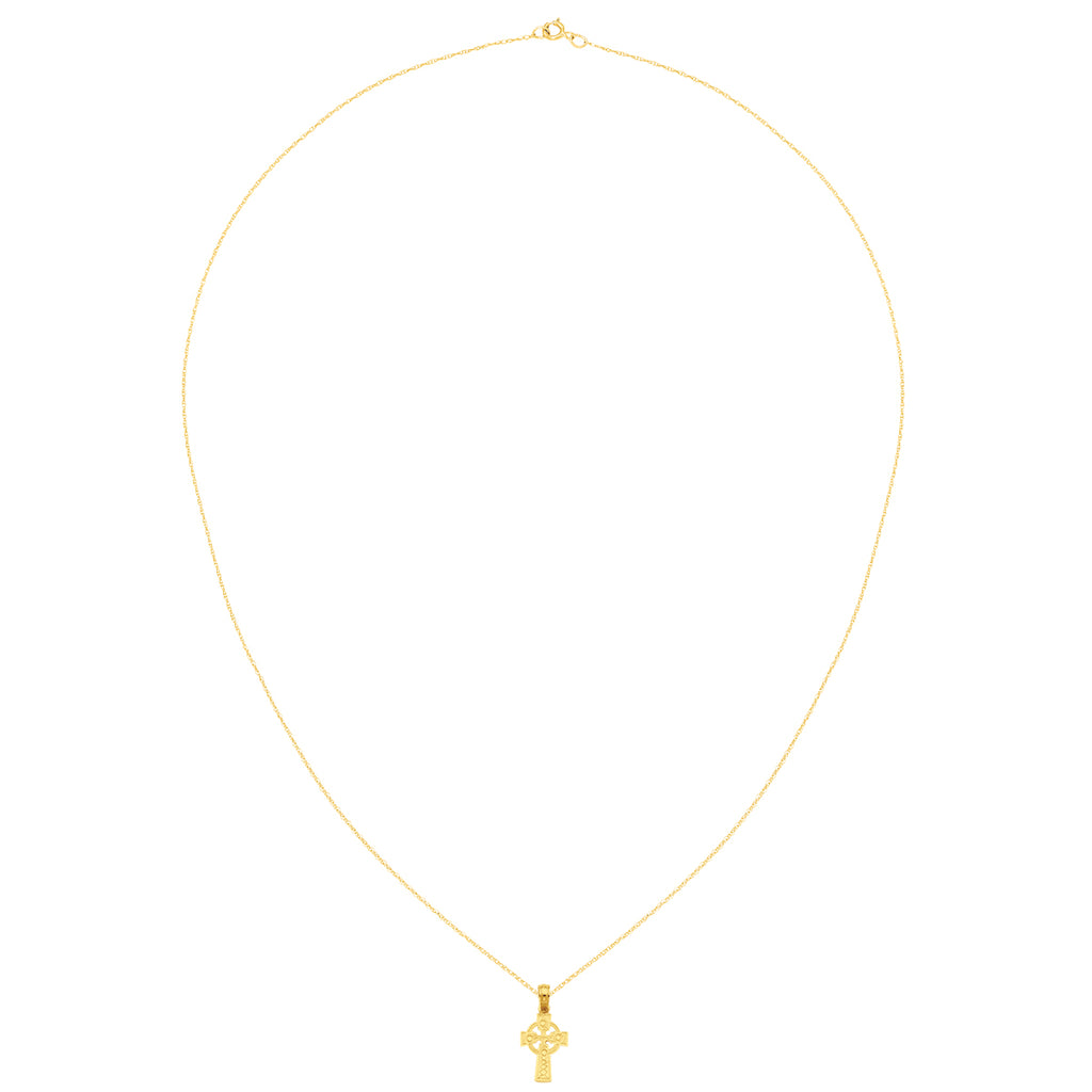 14 Karat Yellow Gold Celtic Cross Pendant with 18-inch Chain W69870
