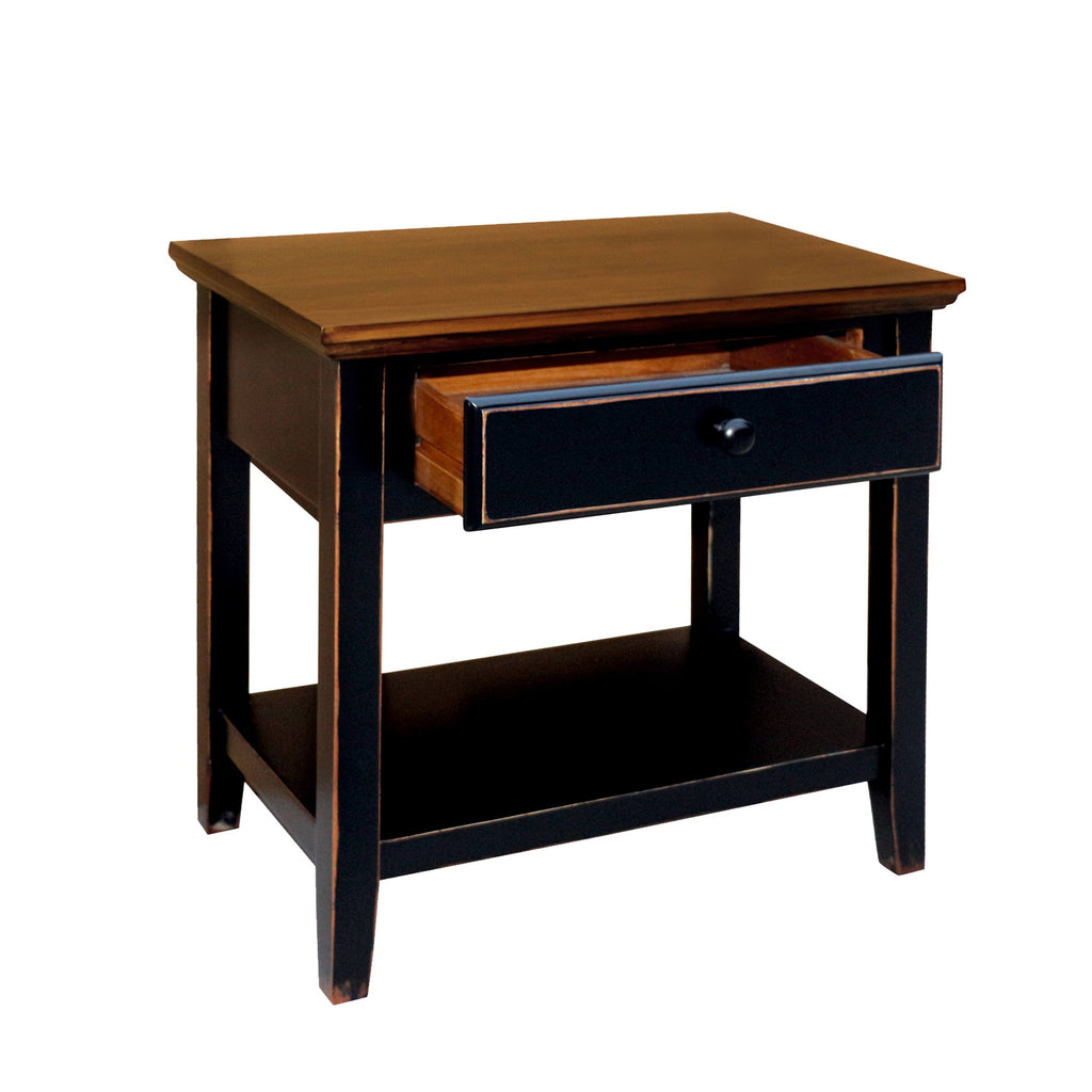 White Wood Side Table with Drawer K715