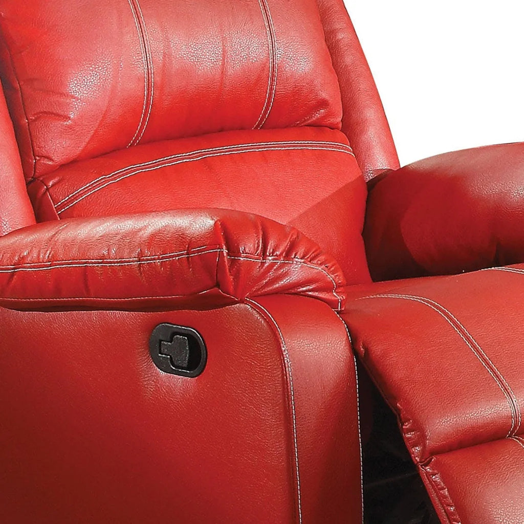Leather Rocker Recliner Chair Red Q65231