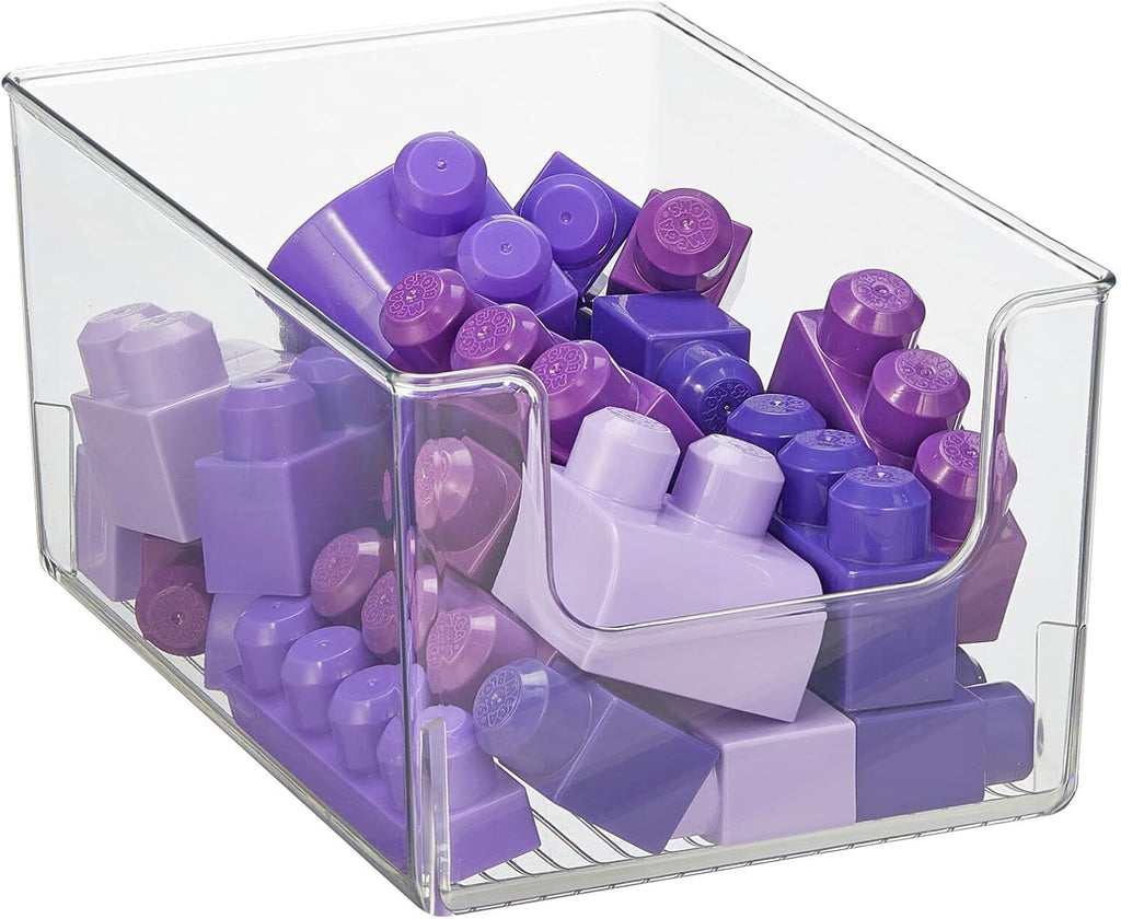 Clear Stackable Plastic Open Front Storage Organizer Bin Basket 4 Pack L69957