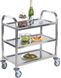 Stainless Steel 3 Tier Rolling Utility Cart with Swivel Locking Wheels H542508