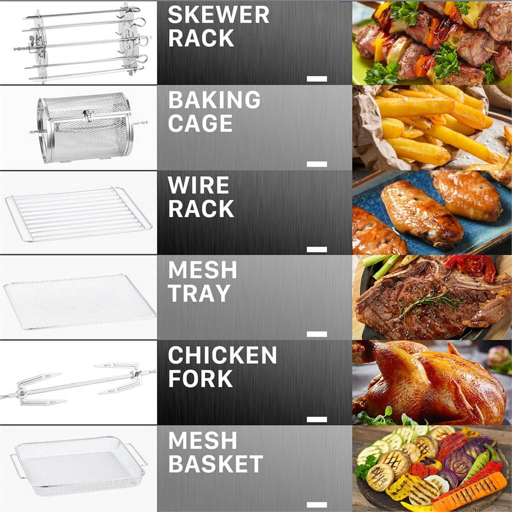 Black 16-in-1 Digital Air Fryer Oven with Rotisserie and Dehydrator K138