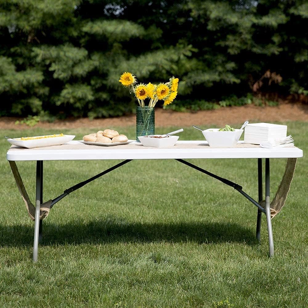 White 8ft Folding Plastic Dining Table with Handle N4239