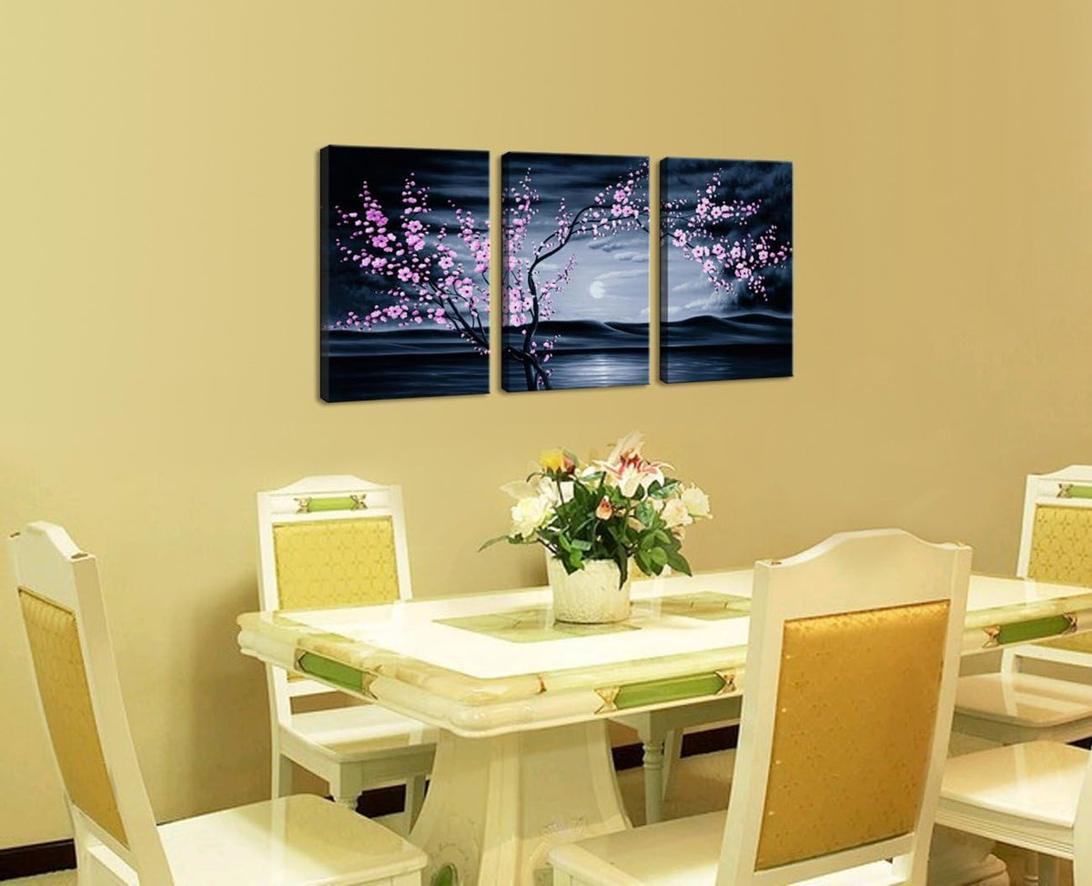 3 Pieces Purple Plum Blossom Canvas Painting Wall Art C604