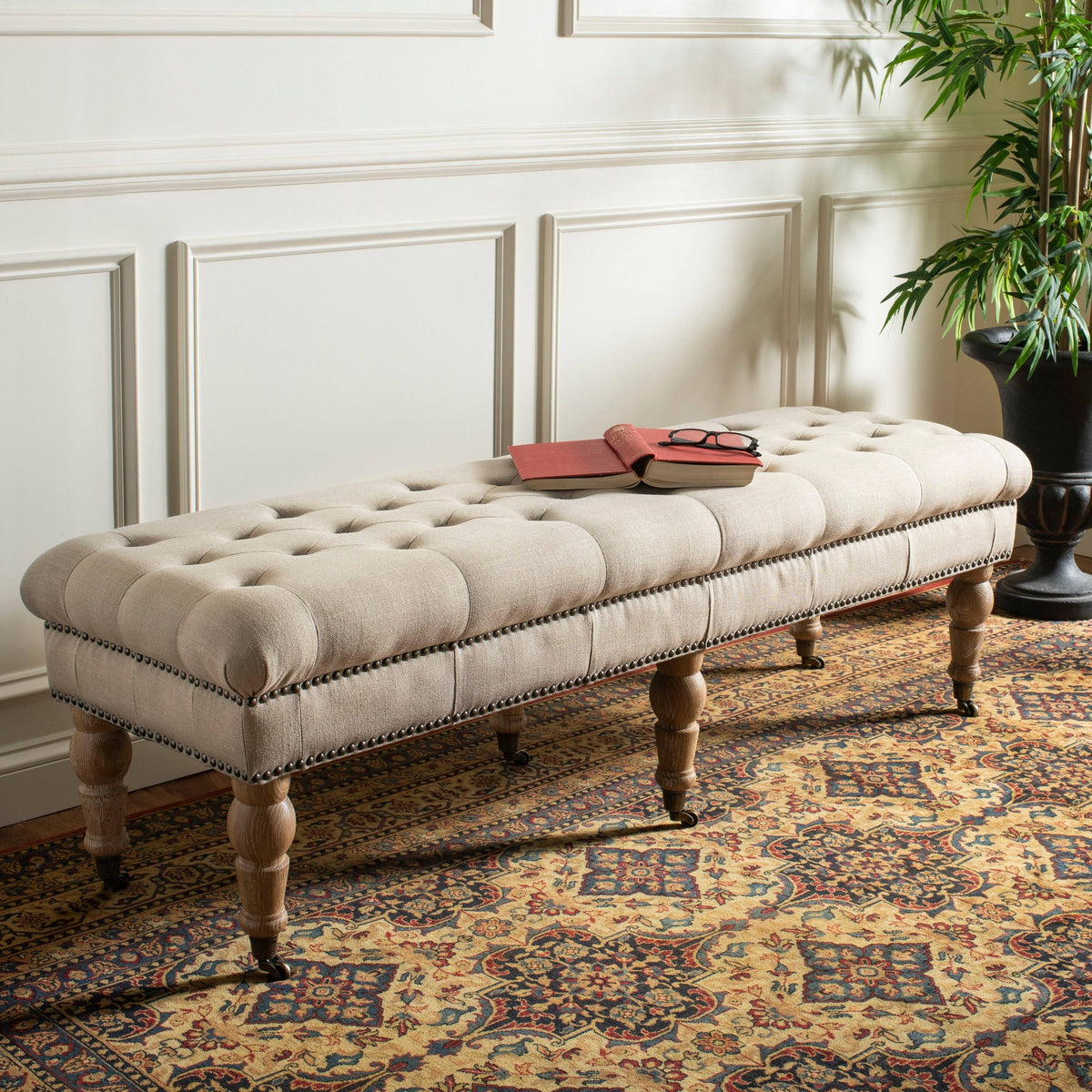 Tufted Bench, Taupe L4200
