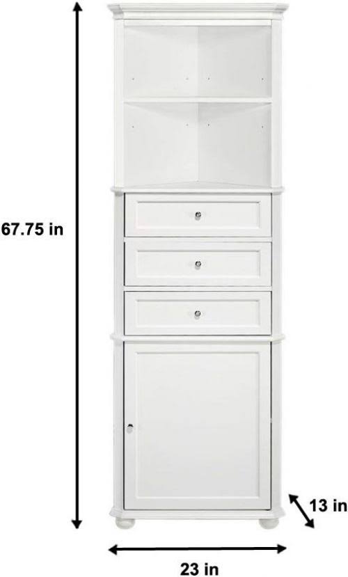 White 3 Drawer Corner Bath Cabinet D450