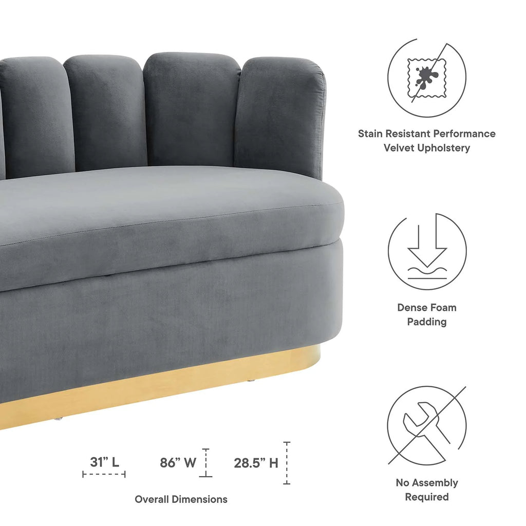 Gray Performance Velvet Sofa R53278
