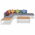 4 Piece Outdoor Conversation Sectional Sofa Set with Coffee Table Aluminum Frame Patio Lounge Set X653364