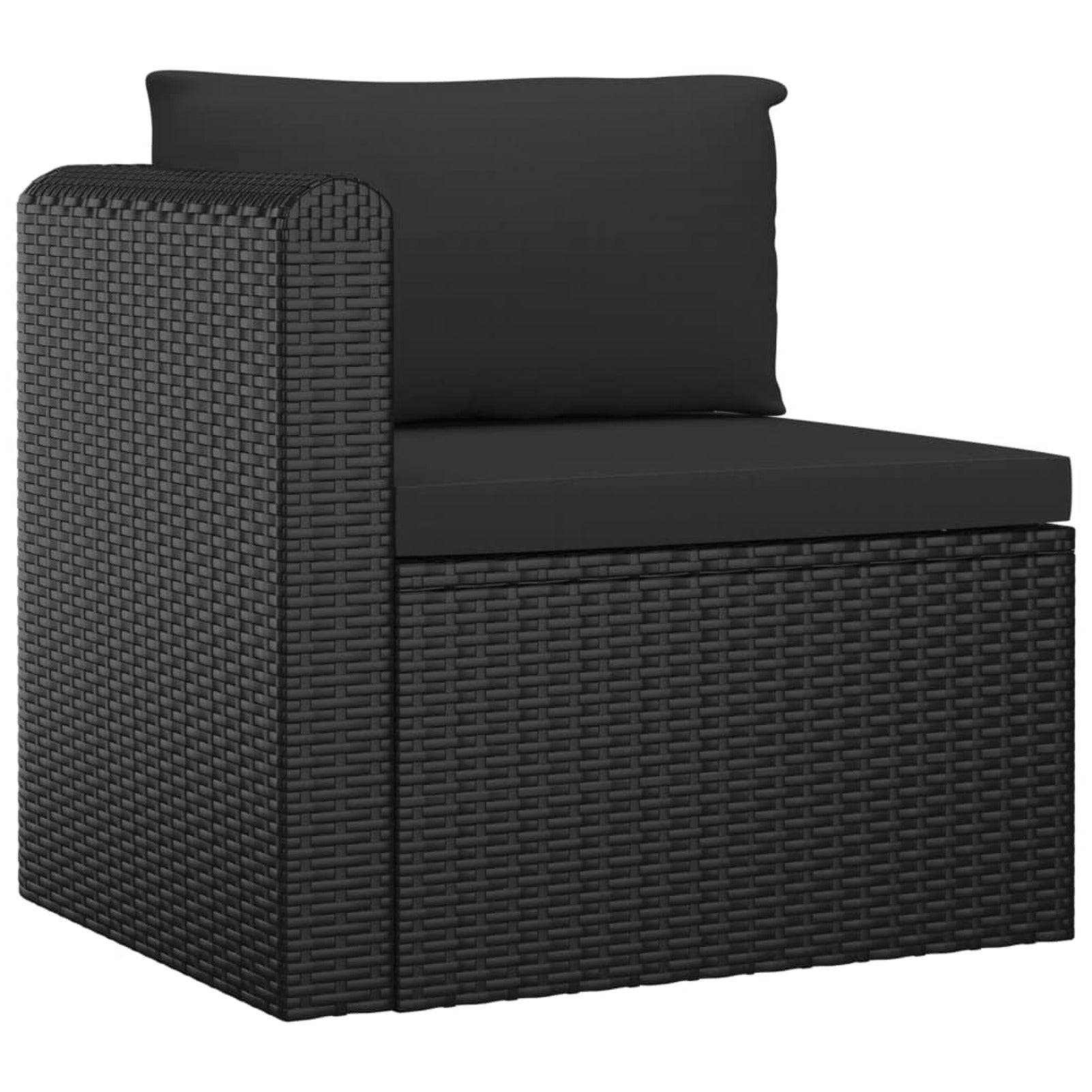 Black Poly Rattan Patio Sofa Set with Cushions D657