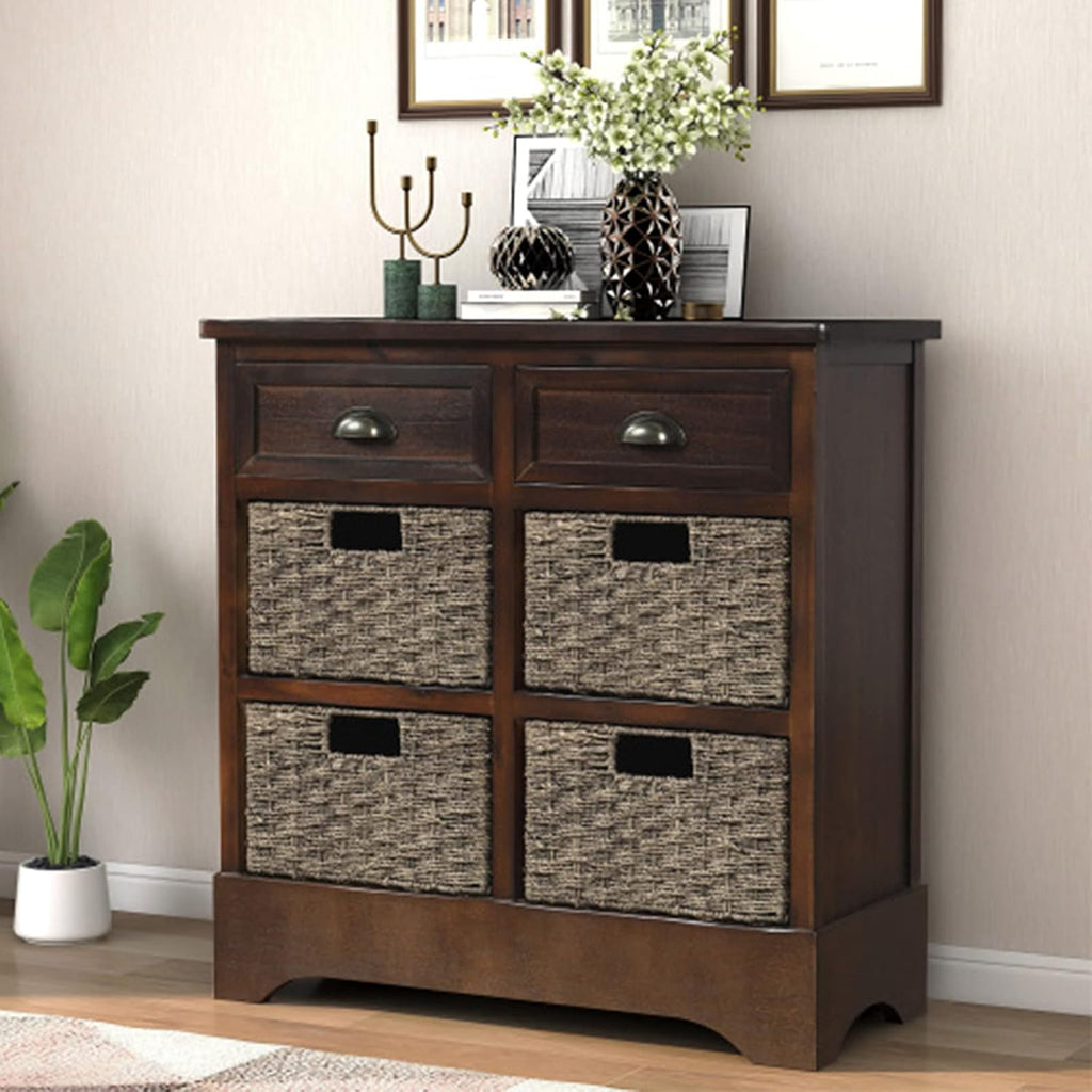 Antique Navy Wood Storage Chest with 2 Drawers and 4 Baskets X187