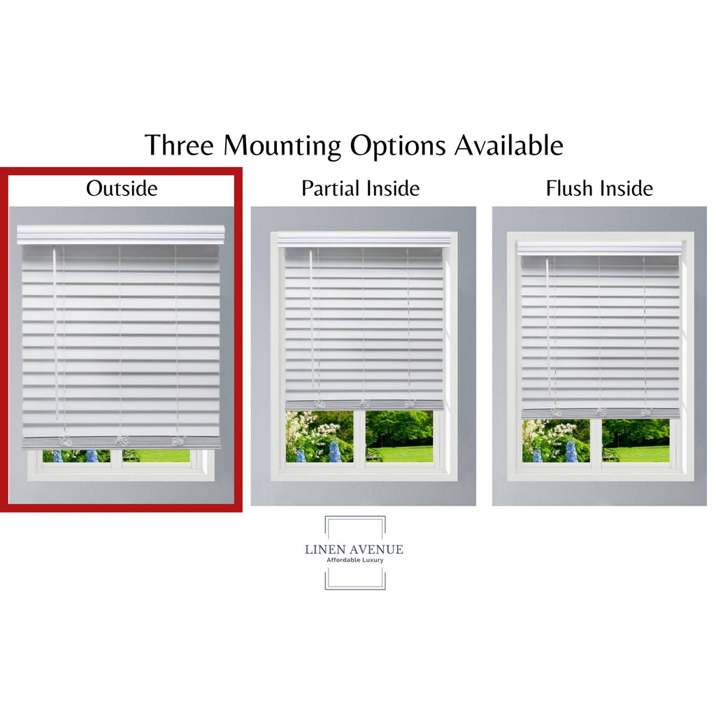 White Cordless Faux Wood Blind F93194