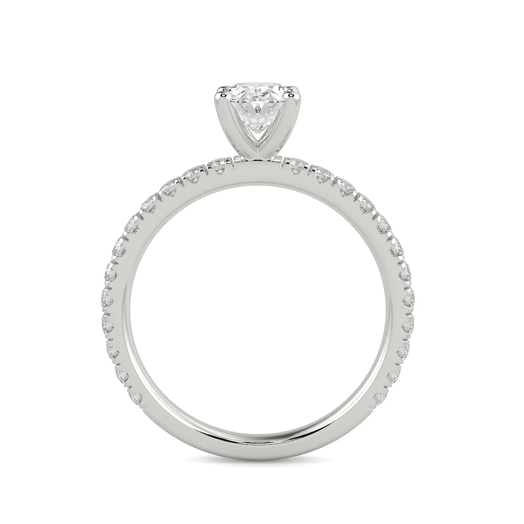 Oval Lab Grown Diamond Engagement Ring in 14k White Gold M4065