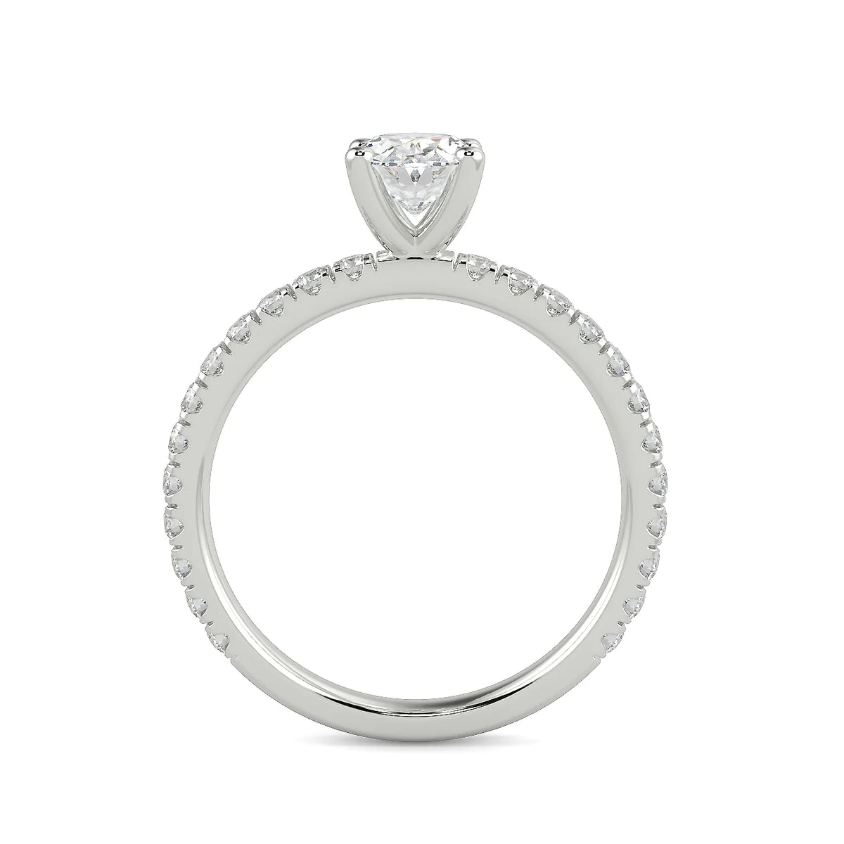 Oval Lab Grown Diamond Engagement Ring in 14k White Gold M4065