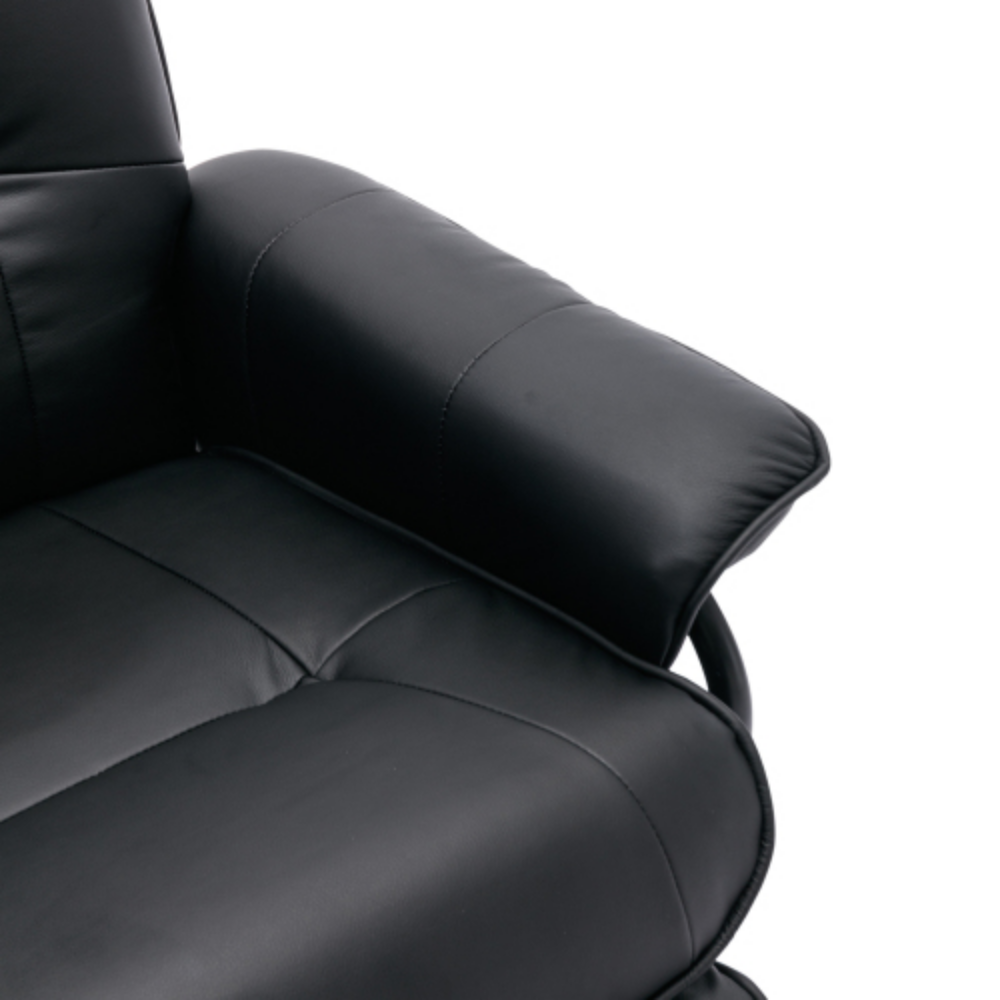 Black Faux Leather Swivel Recliner with Footrest B8494