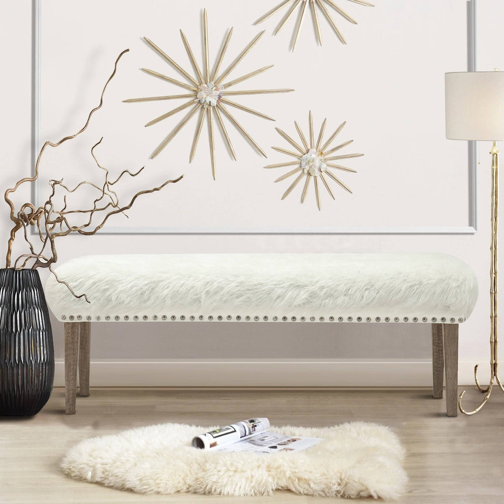 White Faux Leather Makeup Bench H14198