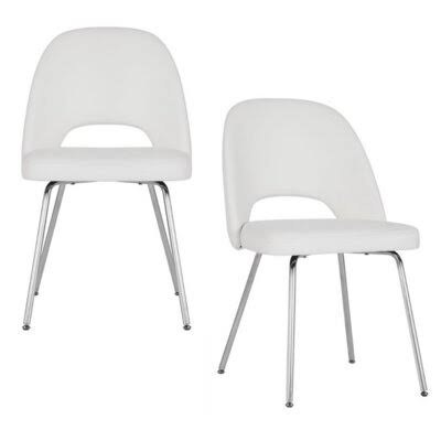 Faux Leather Side Chair in White W4215