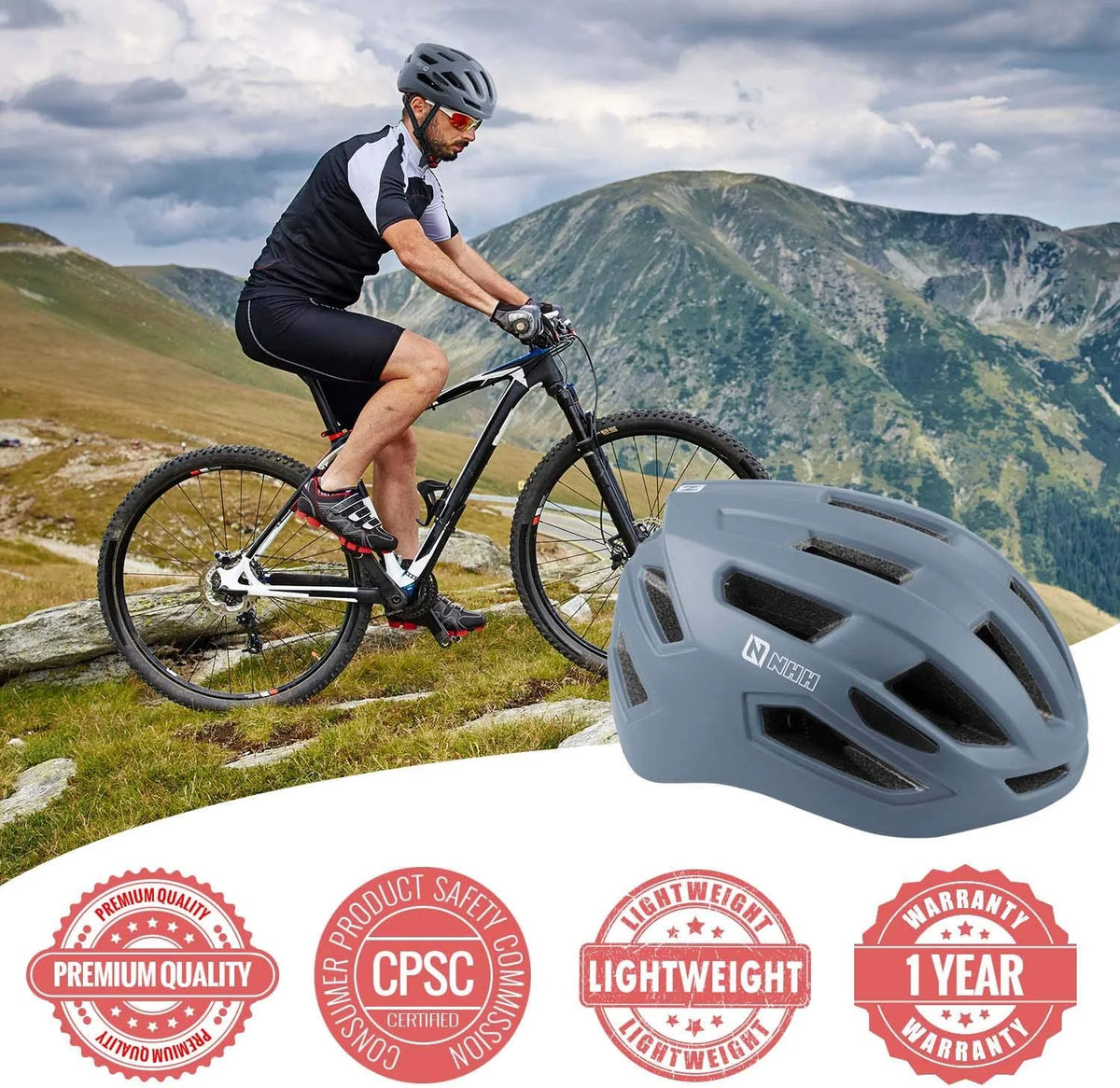 Adult Bike Helmet CPSC-Compliant Lightweight Adjustable Helmet N42655