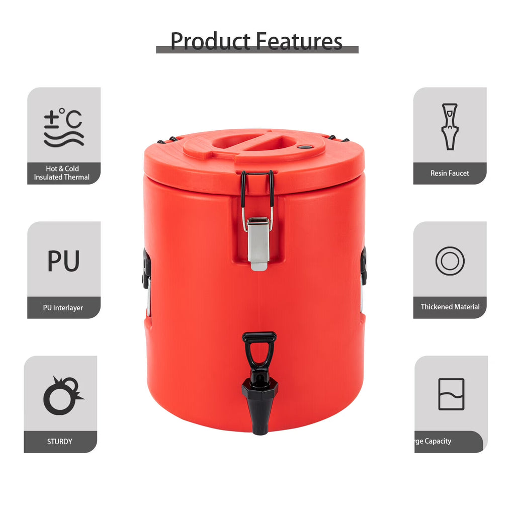 15L Round Stainless Steel Insulated Beverage Dispenser with Lid I307570