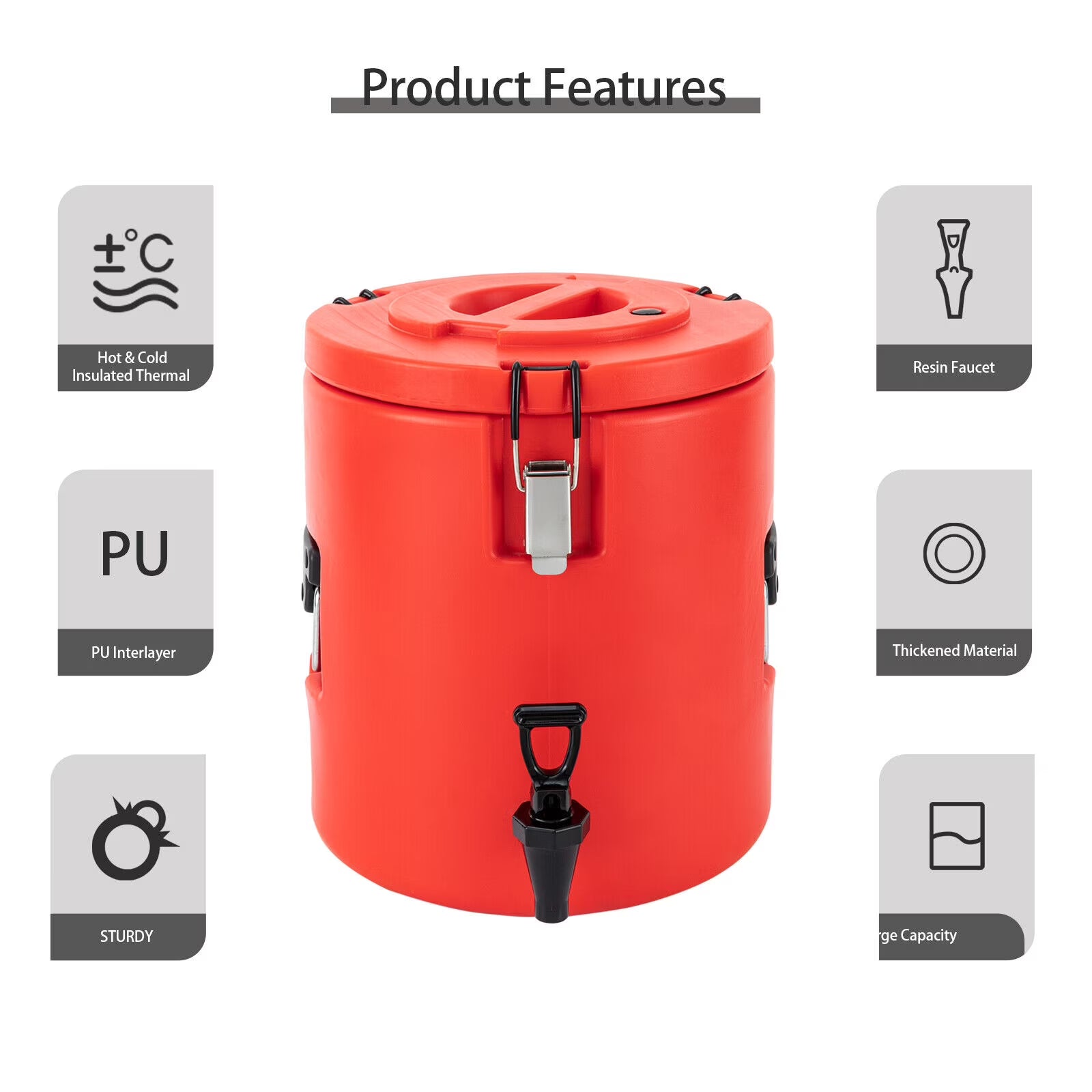 15L Round Stainless Steel Insulated Beverage Dispenser with Lid I307570