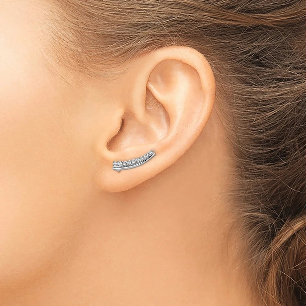 14k White Gold Lab Grown Diamond Ear Climber Earrings Z2013