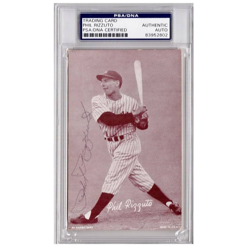 Phil Rizzuto Signed New York Yankees Exhibit Photo Postcard U1119
