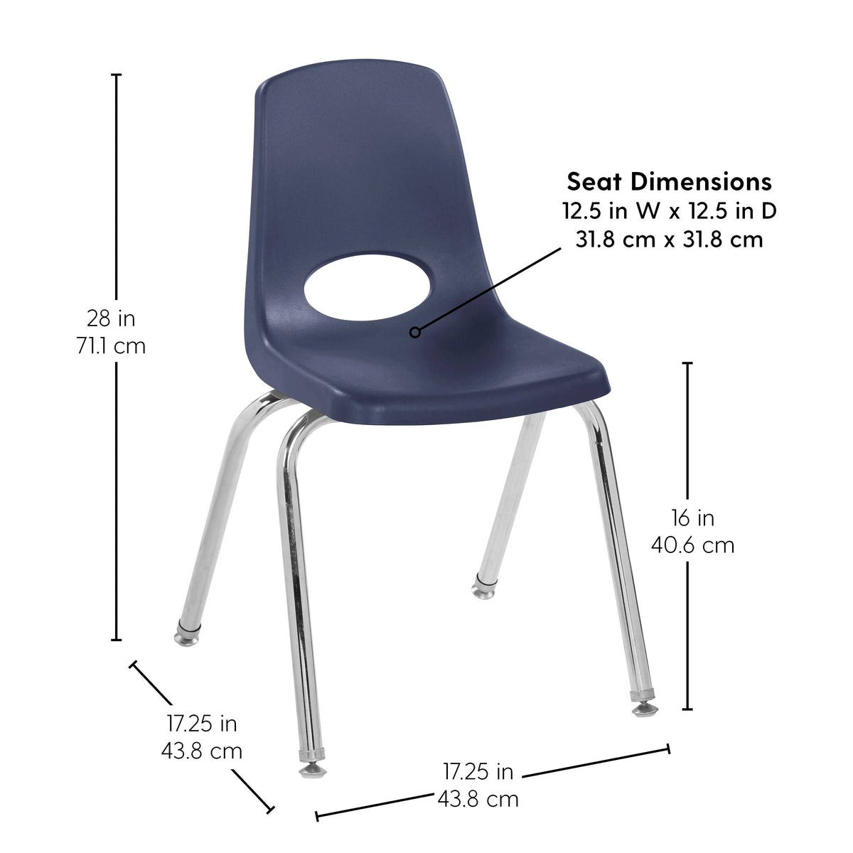 Navy Stack Chair with Swivel Glides, 6-Piece Set M6287