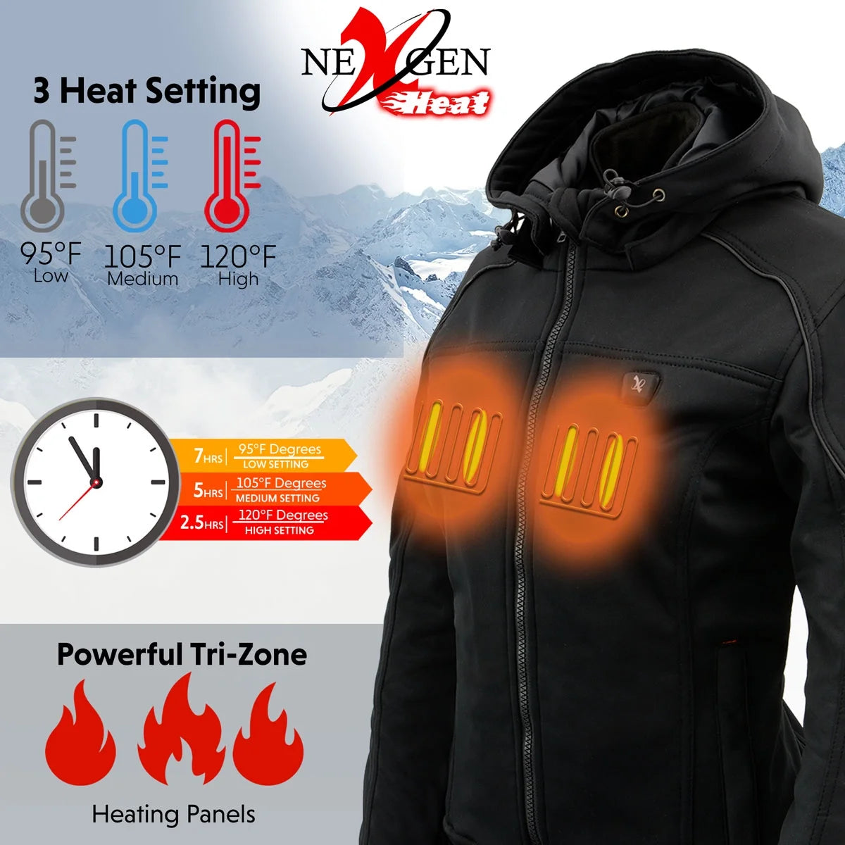 Women's Black Heated Soft Shell Racing Style Jacket Medium D19367